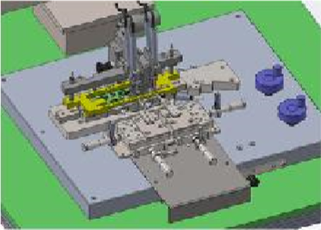 SolidWorks model showing a Special Purpose Machine allowing manual alignment with an accuracy of less than 1 micron with vision system and micrometre controls