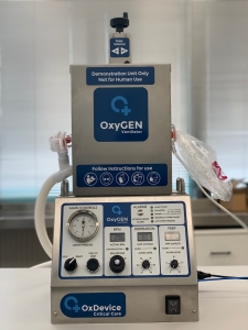 One oxygen ventilator measuring Positive end-expiratory pressure, heartbeats per minute and inspiration for Critical Care