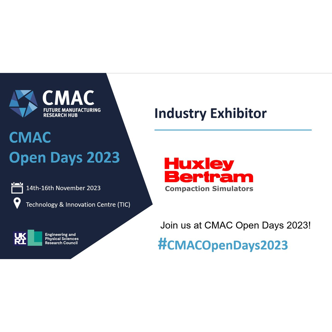 Huxley Bertram attending CMAC Open Days 2023 as an Industry Exhibitor